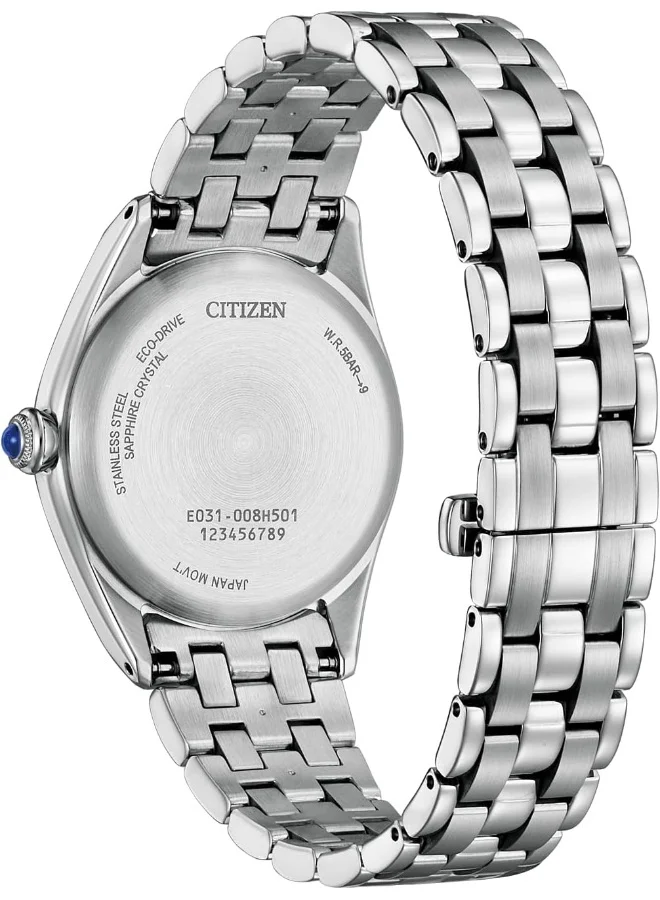 سيتيزن Women'S Analogue Eco-Drive Watch With Stainless Steel Strap Em1140-80D