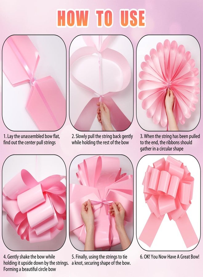 Hollima 16 Inch Big Pink Car Bow, Giant Bow for Cars, Big Present Bows for Christmas Bowknot Happy Birthday Bowknot Huge Car Bikes Bows Wedding Party Decorations - Image 2