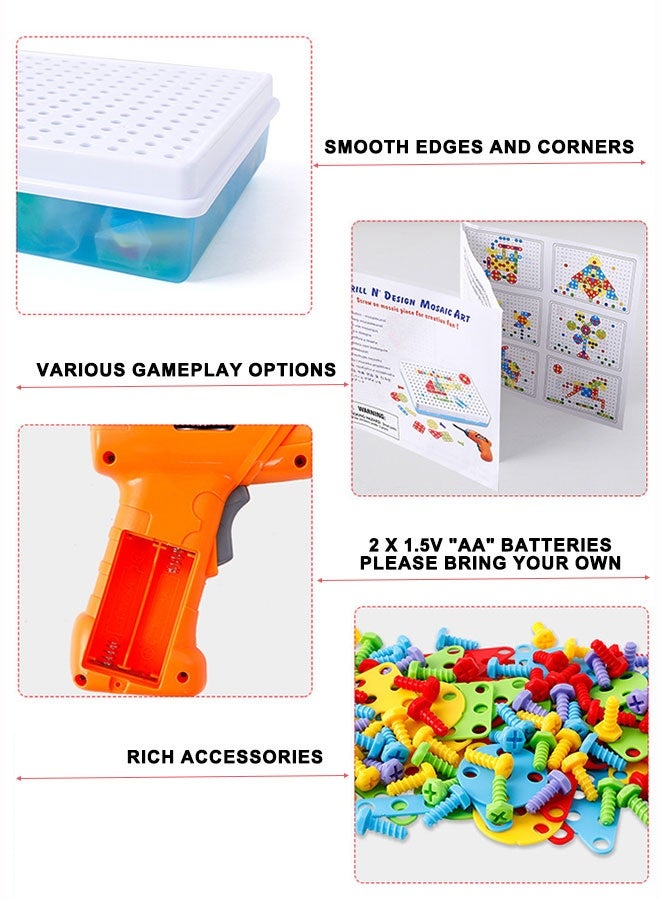 JSAITOYS Electric Drill Screw Puzzle 3D Mushroom Nail Tray Early Education Disassembly Building Block Toy Made of Durable Plastic - Image 2