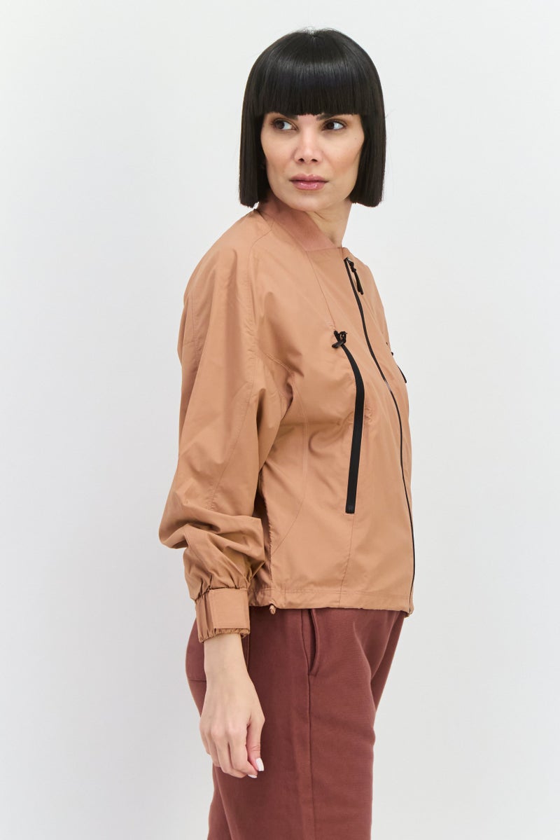 Adidas Women Sportswear Fit Long Sleeve Training Jacket, Brown - Image 2