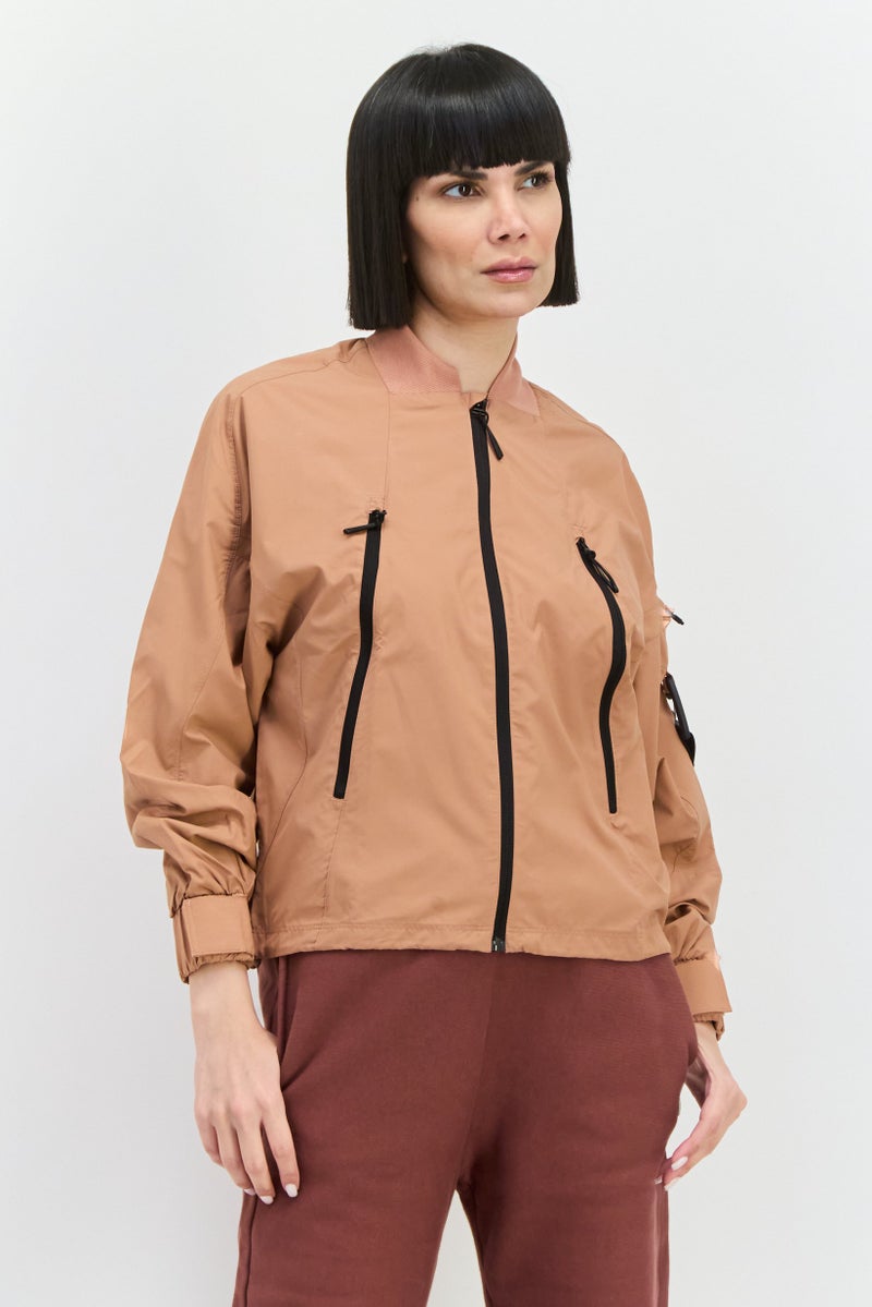 Adidas Women Sportswear Fit Long Sleeve Training Jacket, Brown - Image 1