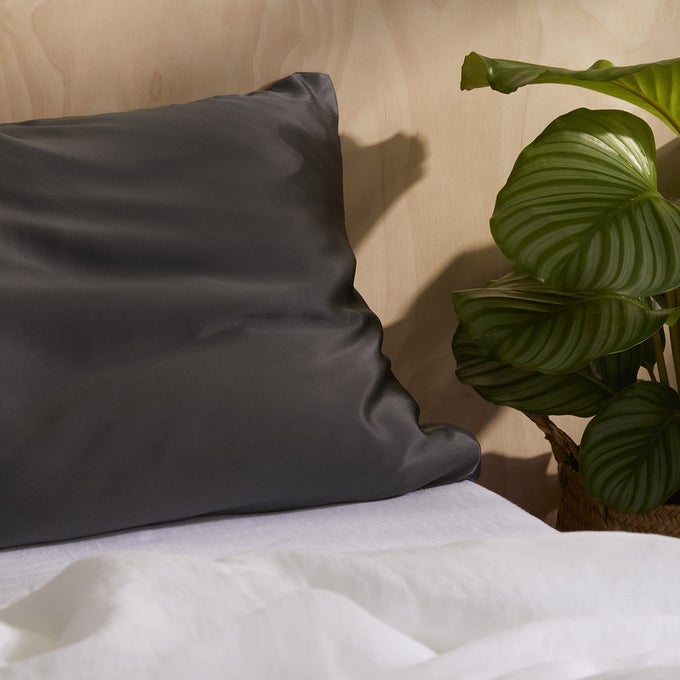 MULBERRY SILK PILLOWCASE 100 SILK PILLOWCASE ENVELOPE CLOSURE ANTIFRICTION COMFORT SMOOTH TEXTURE SOFT MACHINE WASHABLE BREATHABLE STANDARD SIZE CARBON