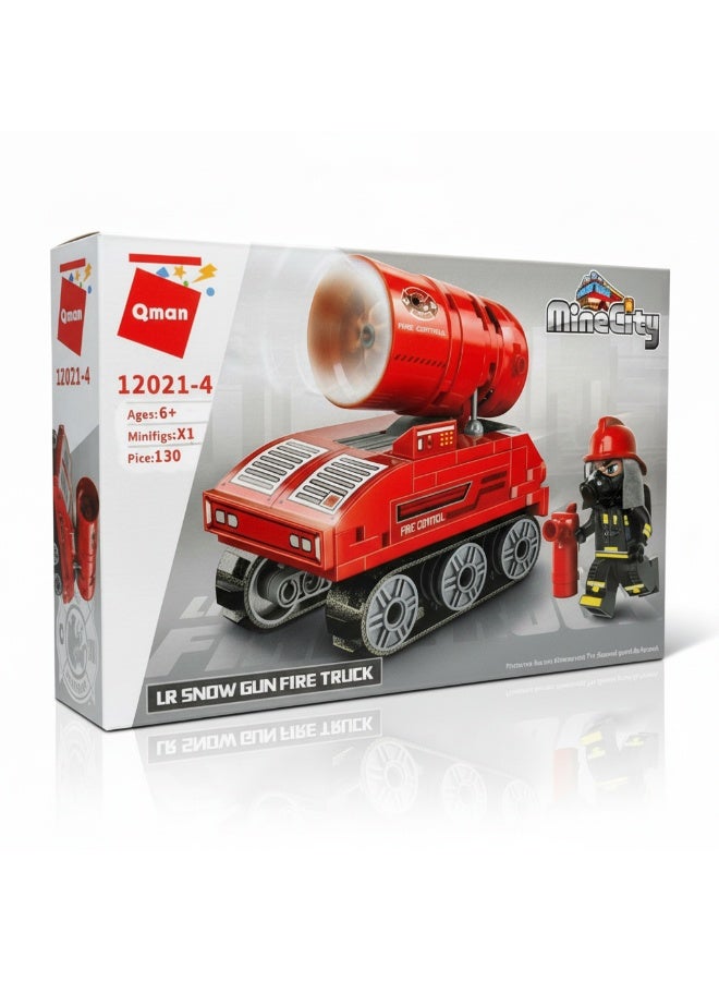 Qman Fire Truck Building Set – LR Snow Gun Fire Truck with Mini Figure, 130 Pieces Construction Toy for Kids Ages 6+ - Image 4