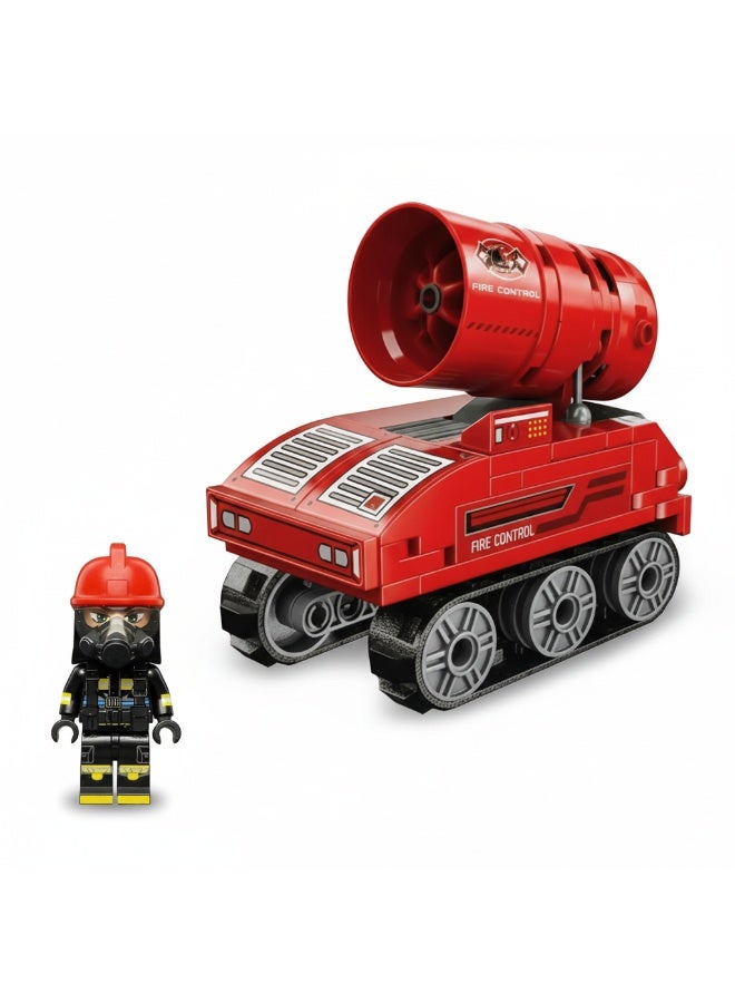 Qman Fire Truck Building Set – LR Snow Gun Fire Truck with Mini Figure, 130 Pieces Construction Toy for Kids Ages 6+ - Image 1