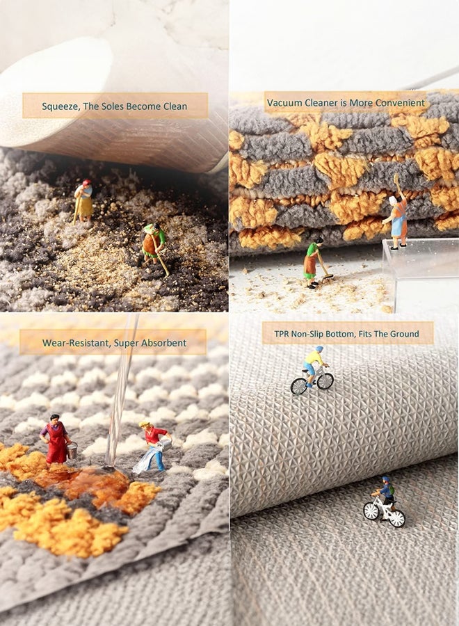 SHABILI Front Door Mat Doormats Rug Floor Mat, Polyester Machine Washable Dirt-Trapping High Elasticity Foot Feel Non-Slip Low-Profile Hexagon Pattern, Perfect for Entry Restaurant Shop Home (Multicolor) - Image 3