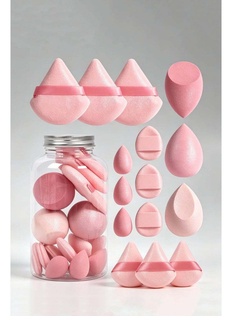 ningnatural 15 Pcs Ultimate Makeup Sponge Set, 3 Loose Powder Puffs, 3 Mini Loose Powder Puffs, 3 Makeup Sponges, 3 Mini Makeup Sponges, 3 Mini Cushion Puffs. Foundation Blending Beauty Sponge, Flawless For Liquid, Cream, Powder. Lates-Free - Image 1