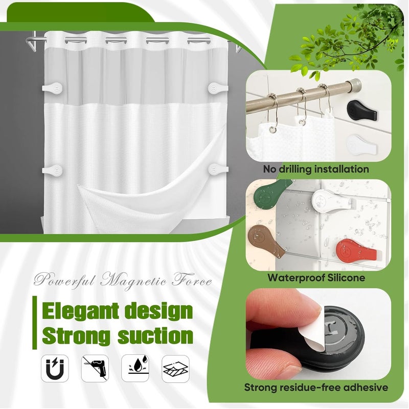 TRIMENGO 4 Pack Magnetic Silicone Shower Curtain Clips for Keeping Liner Closed to Wall Against Water Splashing Out, Self Adhesive Windproof Splash Holder, Easy to Use & Install, No Damage to Surface (White) - Image 4