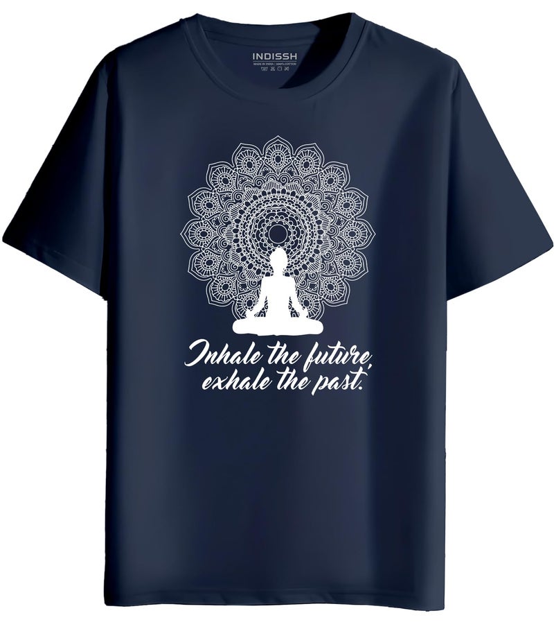 INDISSH Women's Regular Fit Half-Sleeves Themed Graphic Printed Tshirt | Regular Wear T-Shirt for Women's - WRN-YOGINH-NVY-2XL - Image 1