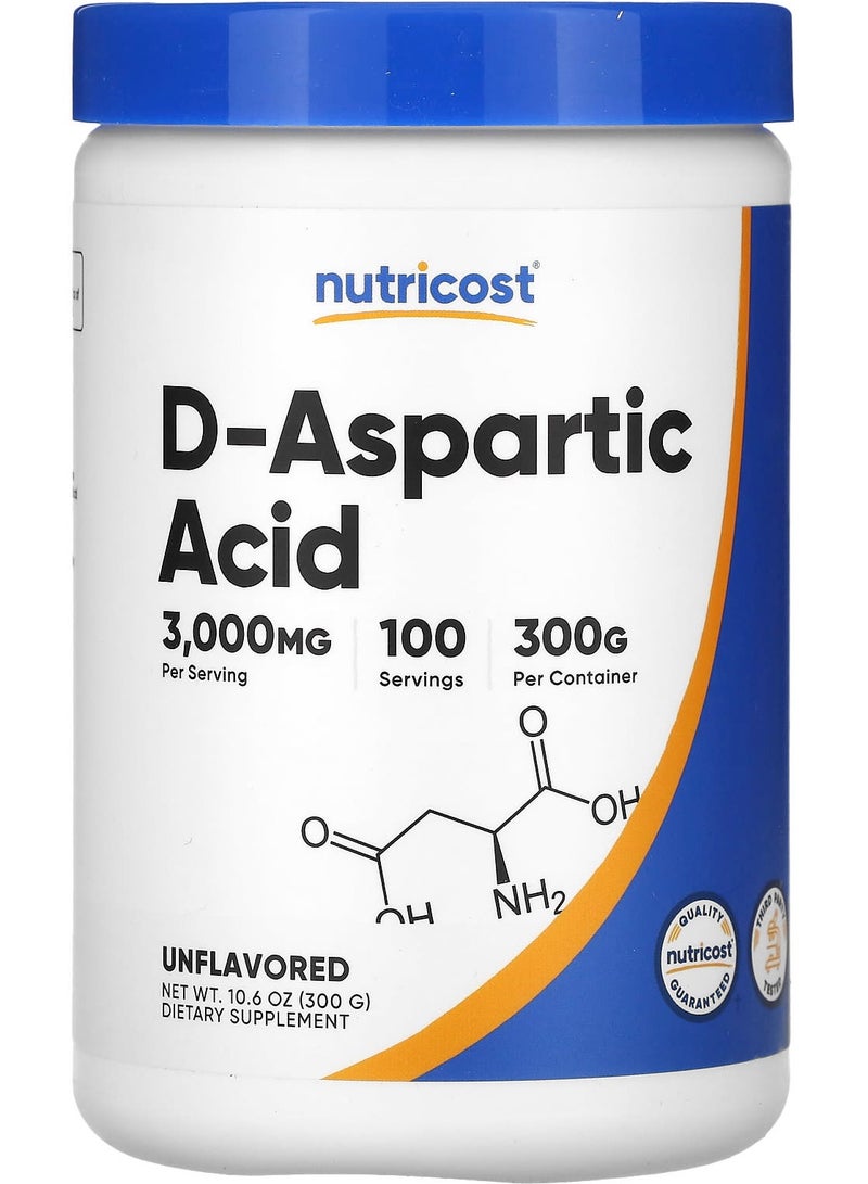 Nutricost D-Aspartic Acid, Unflavored, 10.6 oz (300 g)