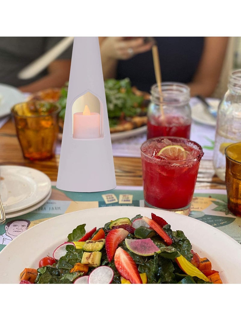 SYOSI مراوح طيران للطاولات، مراوح للطاولة الخارجية ومراوح سطح الطاولة مع أضواء شاي LED للتزيين، مروحة طاردة للذباب خفيفة الوزن خالية من الروائح، تبقي الذباب بعيدًا عن طعامك استمتع بوجبة في الهواء الطلق (أبيض) - Image 3