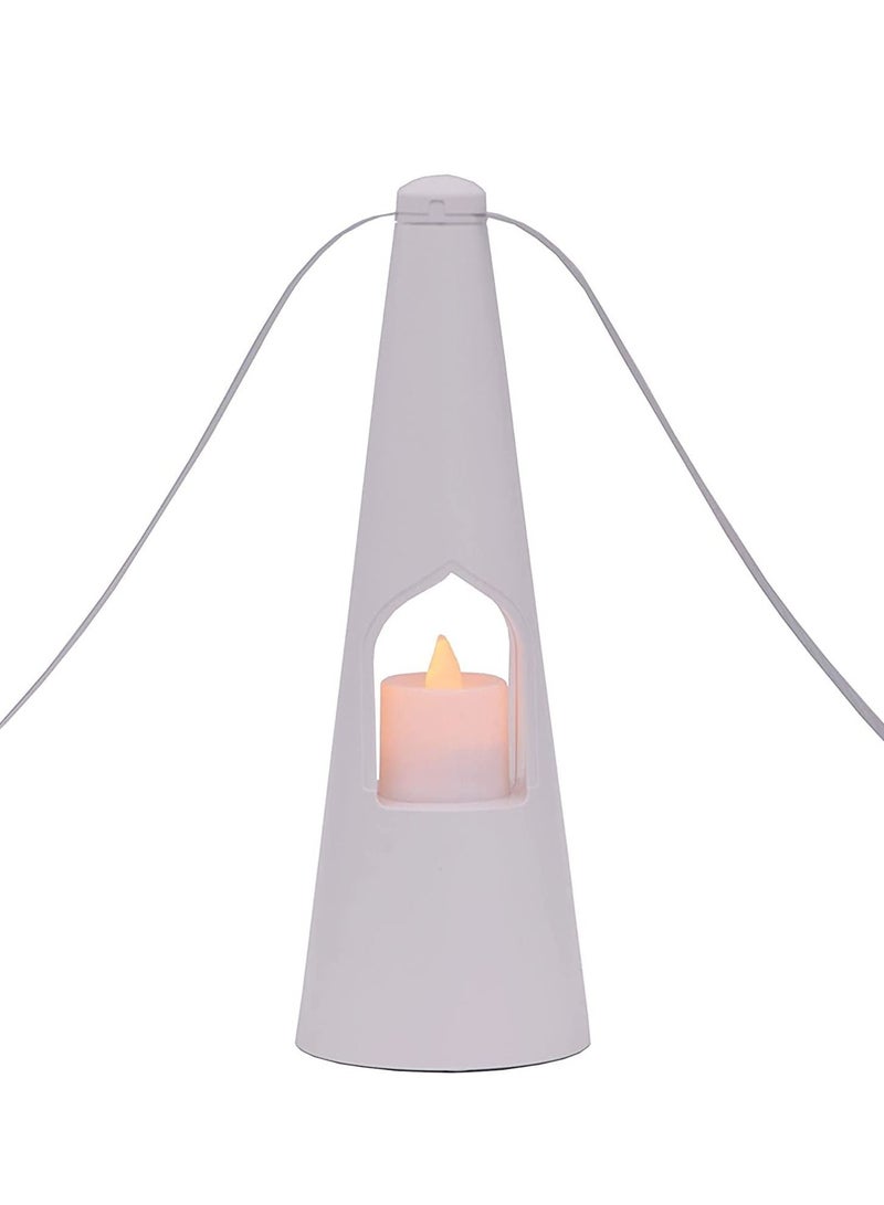 SYOSI مراوح طيران للطاولات، مراوح للطاولة الخارجية ومراوح سطح الطاولة مع أضواء شاي LED للتزيين، مروحة طاردة للذباب خفيفة الوزن خالية من الروائح، تبقي الذباب بعيدًا عن طعامك استمتع بوجبة في الهواء الطلق (أبيض) - Image 1