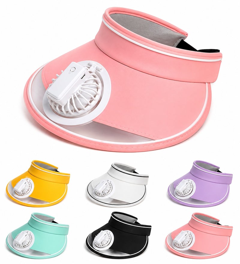 vsell24 1pc Rechargeable Sun Visor Hat with Built-in Fan – 3 Speed Adjustable Cooling Fan Hat for Women & Kids, USB Portable Summer Outdoor Cap - Image 1