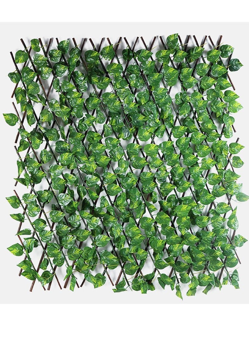 LINGWEI 5pcs Wooden Fence with Artificial Green Leaf - Image 1