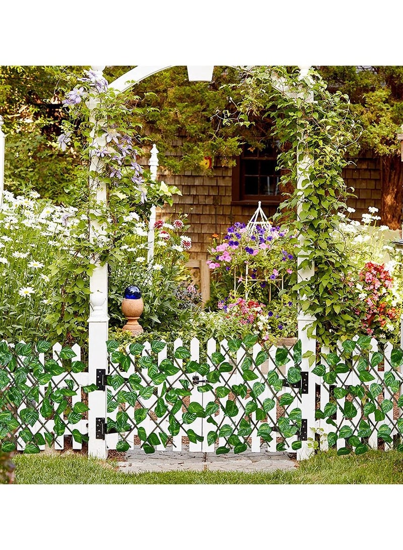 LINGWEI 5pcs Wooden Fence with Artificial Green Leaf - Image 3