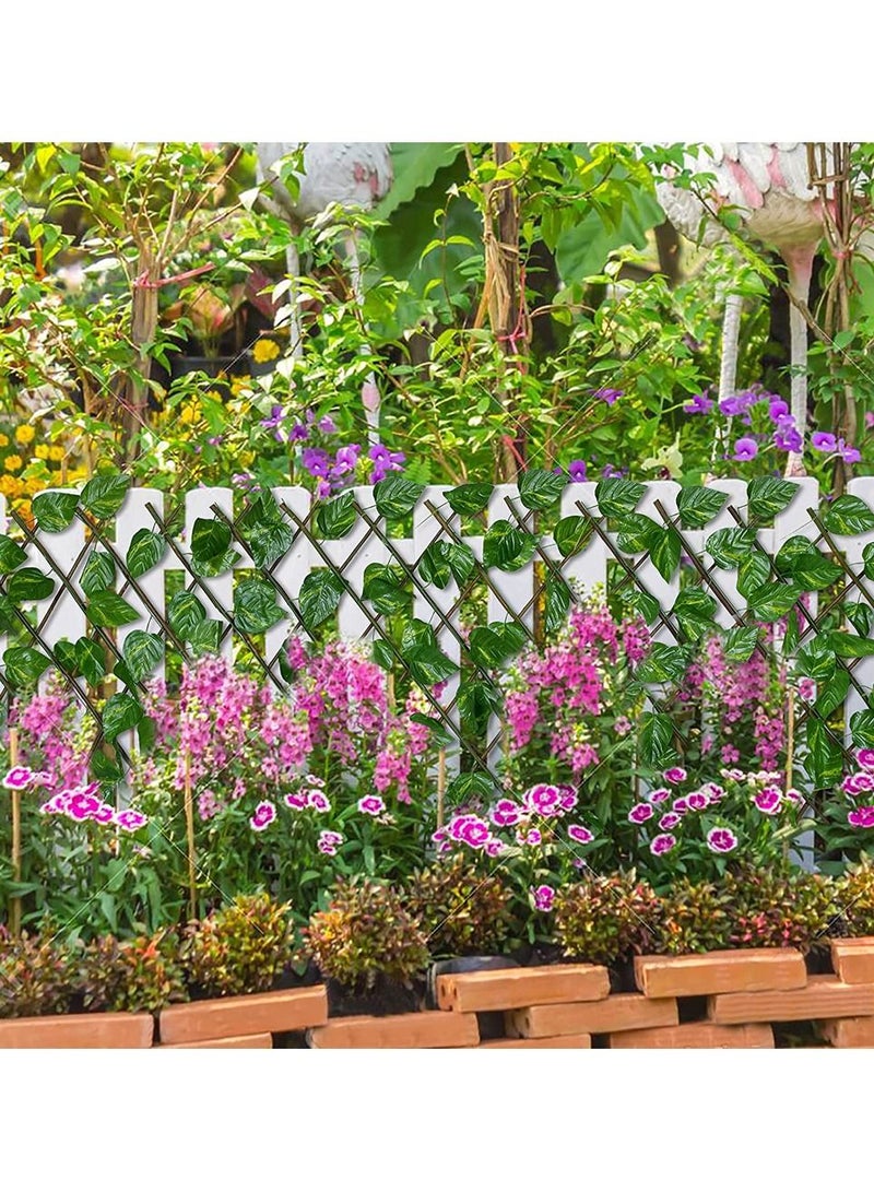 LINGWEI 5pcs Wooden Fence with Artificial Green Leaf - Image 4