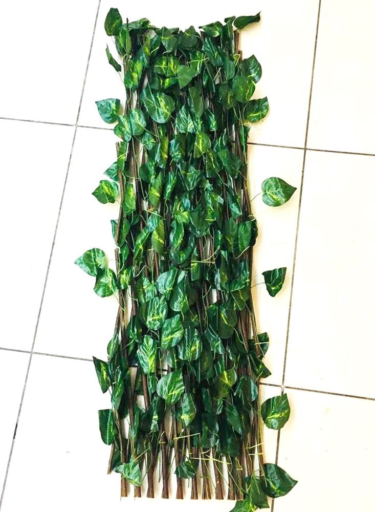 LINGWEI 5pcs Wooden Fence with Artificial Green Leaf - Image 5