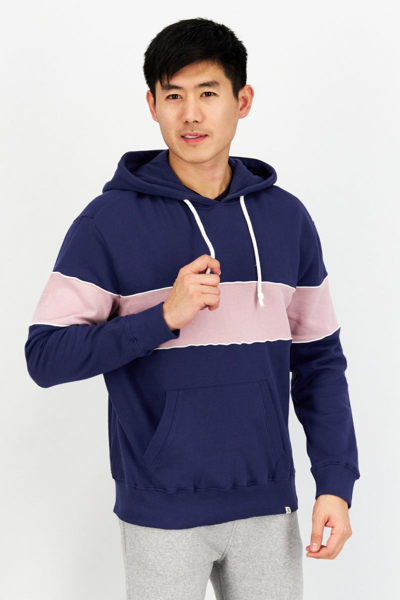 Sovereign Code سويت شيرت طويل الأكمام مع غطاء رأس للرجال، لونين، navy - Image 1