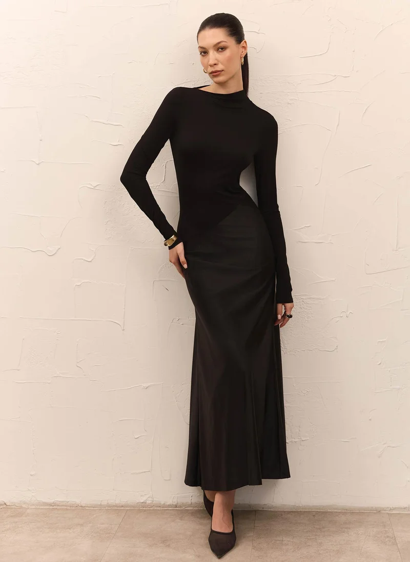 Lichi Combination maxi dress with detachable skirt