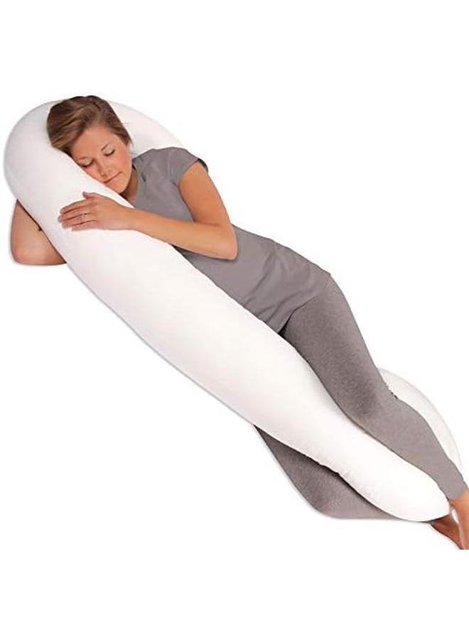 Leachco - Snoogle Chic Supreme Pregnancy Maternity Pillow With 100 Percent Sateen Cotton Cover In Soothing White - Image 1