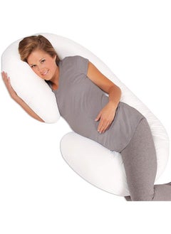 Snoogle Chic Supreme Pregnancy Maternity Pillow With 100 Percent Sateen Cotton Cover In Soothing White