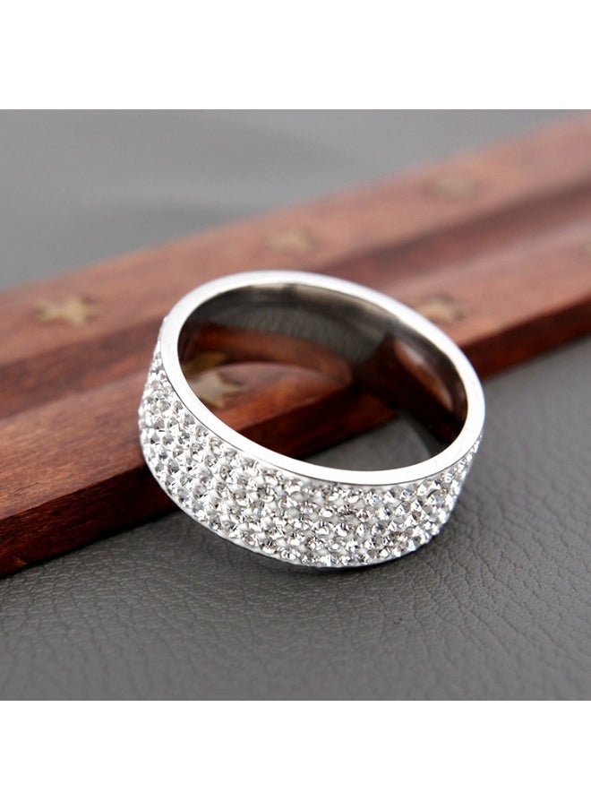Generic Silver 8MM Titanium Steel Five-Row Diamond Ring – AAA Clear Diamonds, Handcrafted, Polished, Hypoallergenic, Scratch-Resistant, Men’s Fashion Wedding Band, EU Size 62  - Image 3