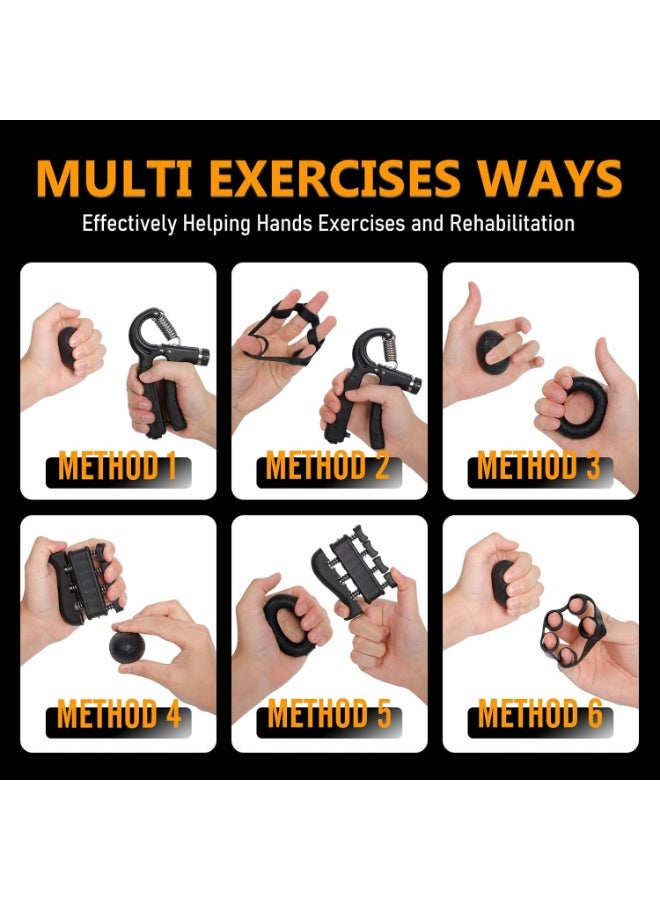 JKSHMYT جيه كيه اس اتش واي تي مجموعة تدريب قوة قبضة اليد (5 قطع)، مقوي الساعد المقاوم القابل للتعديل، مقوي قبضة اليد لبناء العضلات والتعافي من الاصابات للرياضيين - Image 3
