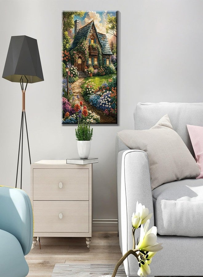 JOOZ Paint by Numbers Kit for Adults with Frame, Landscape Paint by Number Canvas, House Flowers Paint by Number with Easel, DIY Acrylic Paint by Number Kits Flowers for Home Wall Decor 8 x 12 Inch - Image 5
