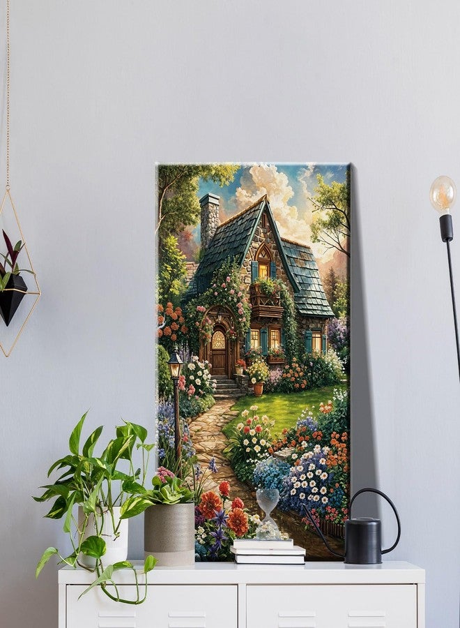 JOOZ Paint by Numbers Kit for Adults with Frame, Landscape Paint by Number Canvas, House Flowers Paint by Number with Easel, DIY Acrylic Paint by Number Kits Flowers for Home Wall Decor 8 x 12 Inch - Image 3