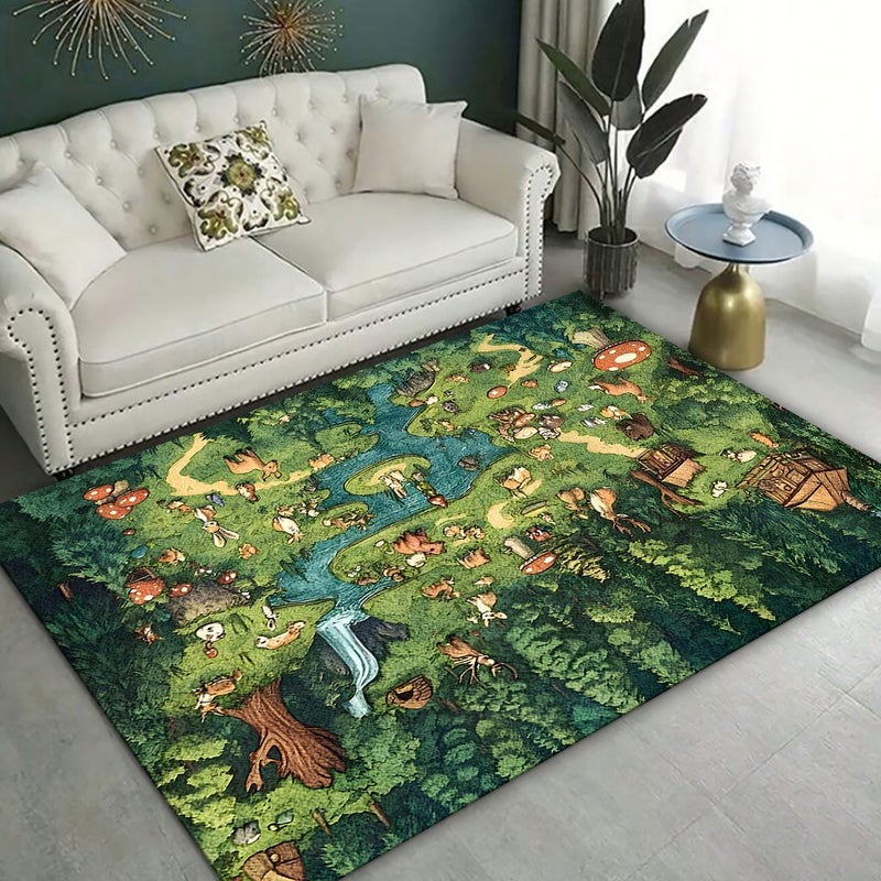 Forest Animal Paradise Floor Mat 19.69 by 31.50 Inches Velvet Carpet Non Slip Backing Durable Machine Washable Living Room Bedroom Decorative Indoor Rug - Image 2