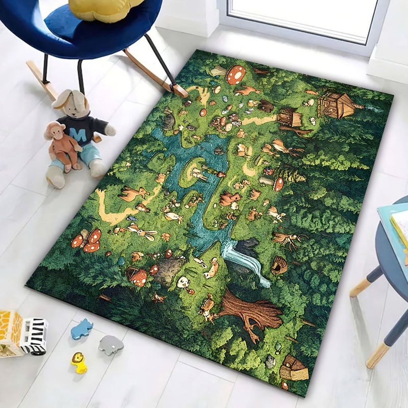 Forest Animal Paradise Floor Mat 19.69 by 31.50 Inches Velvet Carpet Non Slip Backing Durable Machine Washable Living Room Bedroom Decorative Indoor Rug - Image 5