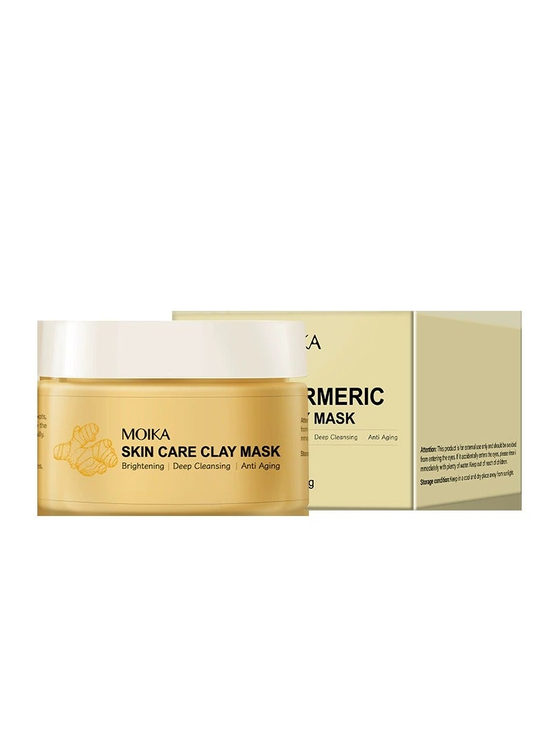 مويكا قناع الوجه بالكركم ، قناع طين فيتامين سي ، قناع المسام العميق ، قناع طين البشرة المشعة لتوازن الزيت ، للبشرة المتألقة ، توازن الزيت ، أقنعة الوجه العناية بالبشرة للمسام ، الرؤوس السوداء ، الشوائب 120 جم - Image 1