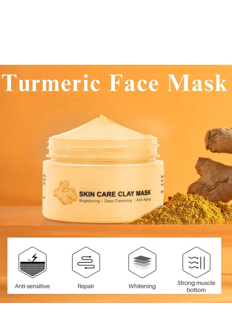 مويكا قناع الوجه بالكركم ، قناع طين فيتامين سي ، قناع المسام العميق ، قناع طين البشرة المشعة لتوازن الزيت ، للبشرة المتألقة ، توازن الزيت ، أقنعة الوجه العناية بالبشرة للمسام ، الرؤوس السوداء ، الشوائب 120 جم - Image 3