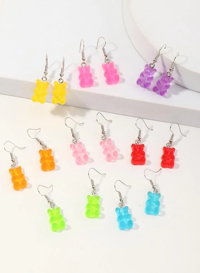 Take Two Girls Set of 8 - Gummy Bear Dangle Earrings Set