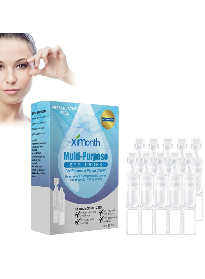 ximonth Eye drops,soothing and lubricating eye drops,relieves dryness and fatigue of the eyes,enhances clarity of vision,10 packs are convenient and portable  - Image 1