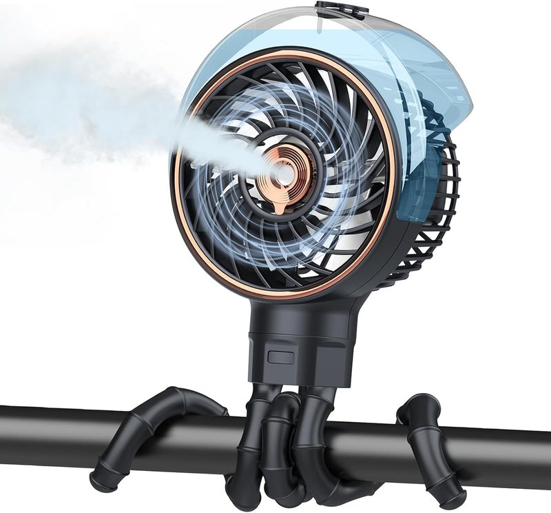 Ausic Stroller Fan with Mist, 100ml Misting Portable Fan for Stroller, Safe Baby Fans with Detachable Tripod, Baby Essentials, Clip on Fans for Crib, Treadmill, Car Seat, Outdoor, Beach, Golf Cart - Image 1