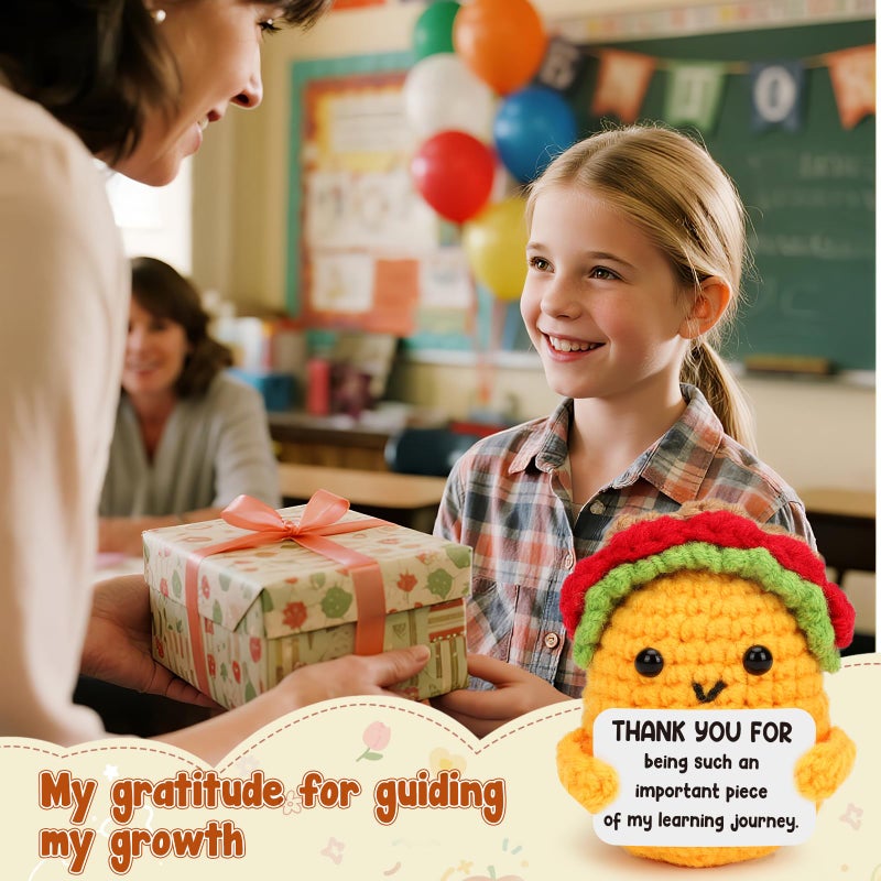LuoHere Valentines Appreciation Gifts for Teacher Women Boss Leader Mentor- Cool Teachers Birthday Day Gifts Thank You Coworker Manager Christmas Small Handmade Crochet Taco - Image 3