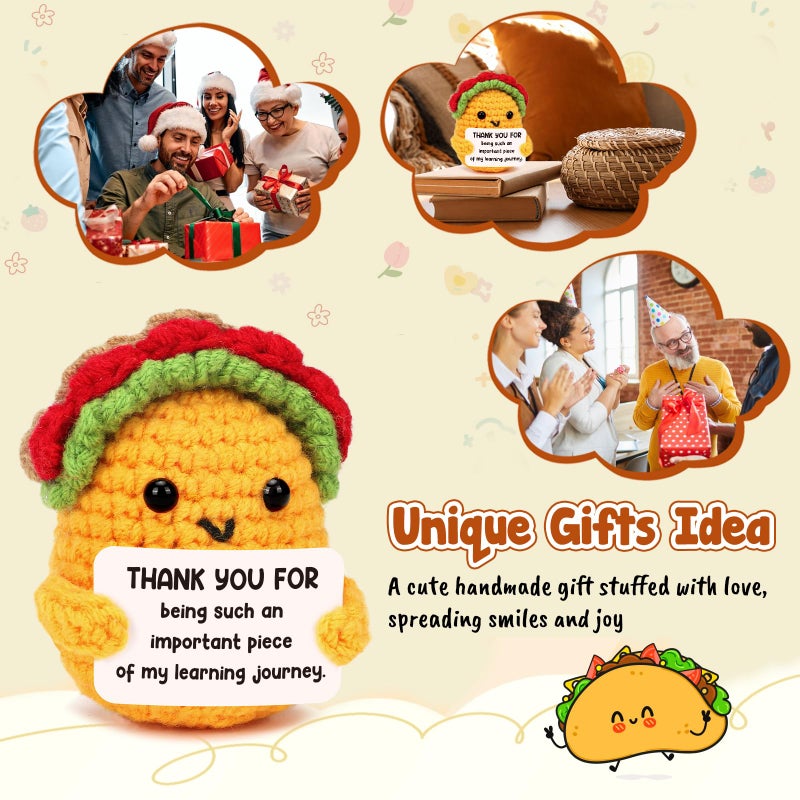 LuoHere Valentines Appreciation Gifts for Teacher Women Boss Leader Mentor- Cool Teachers Birthday Day Gifts Thank You Coworker Manager Christmas Small Handmade Crochet Taco - Image 2