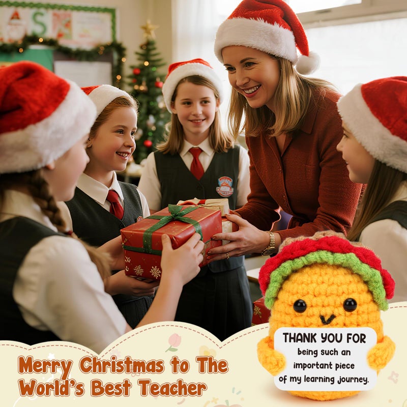 LuoHere Valentines Appreciation Gifts for Teacher Women Boss Leader Mentor- Cool Teachers Birthday Day Gifts Thank You Coworker Manager Christmas Small Handmade Crochet Taco - Image 4