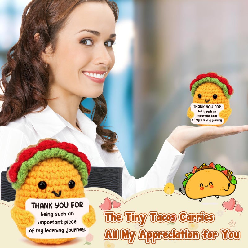 LuoHere Valentines Appreciation Gifts for Teacher Women Boss Leader Mentor- Cool Teachers Birthday Day Gifts Thank You Coworker Manager Christmas Small Handmade Crochet Taco - Image 5