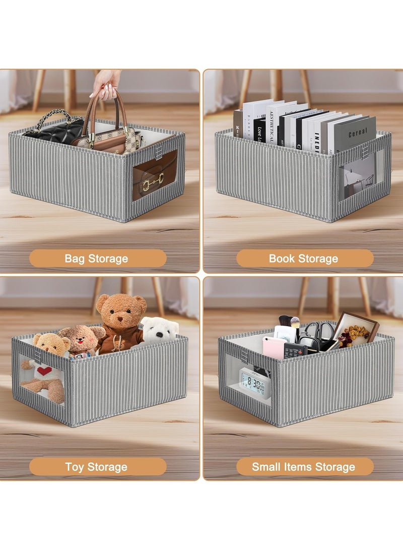 DUNISO 2 Pcs Foldable Closet Storage Organizer, Fabric Cotton And Linen Drawer Style, Washable Closet Storage Box with Carrying Handles, Suitable For Home, Bedroom, Office ﻿ ﻿ - Image 5