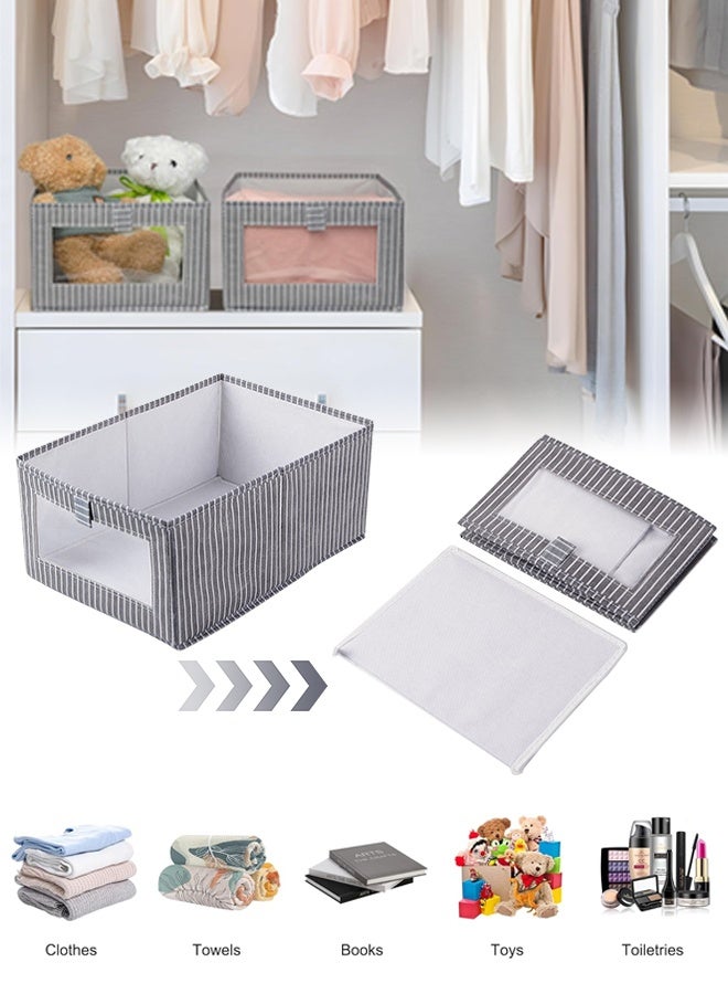 DUNISO 2 Pcs Foldable Closet Storage Organizer, Fabric Cotton And Linen Drawer Style, Washable Closet Storage Box with Carrying Handles, Suitable For Home, Bedroom, Office ﻿ ﻿ - Image 1