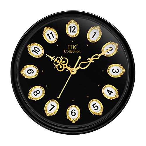 IIK COLLECTION 12-inch Plastic Designer Analogue Sweep Silent (No Tic-Tic Sound) Quartz Movement Round Wall Clock for Home, Wall Clock for Living Room, Bedroom, (30 cm x 30 cm x 6 cm) - Image 1