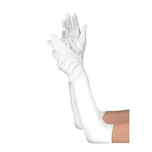 Lansian Women's 21.6'' Long Satin Gloves White Elbow Length 1920s Opera Bridal Dance Gloves For Evening Party Opera Costume, White - Image 2