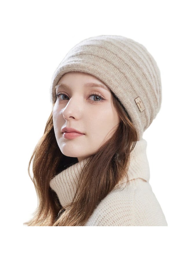 Jiumu Cashmere Hat For Women, Autumn And Winter Warm Knitted Wool Cap, Ladies' Wool Knitted Hat, Postpartum Hat, Winter Cold-Proof Hat, Winter Cap - Image 2