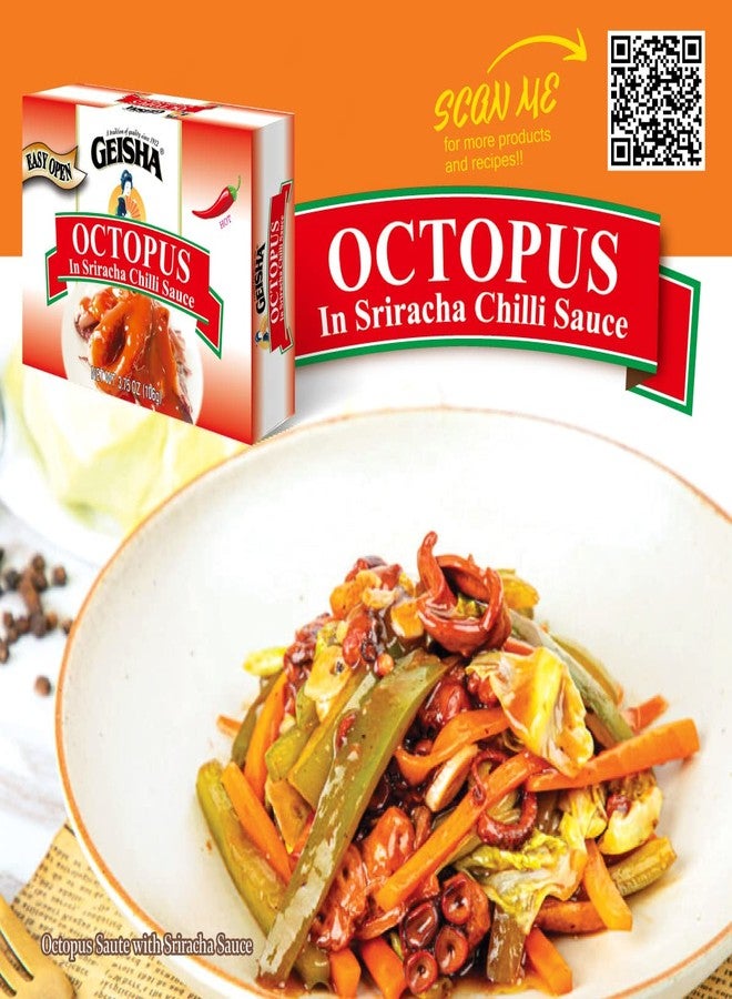 GEISHA Octopus in Sriracha Sauce 3.75oz (Pack of 12), Octopus | Zero Trans Fat - Wild caught - Gluten Free - Good Source of Protein - Image 5