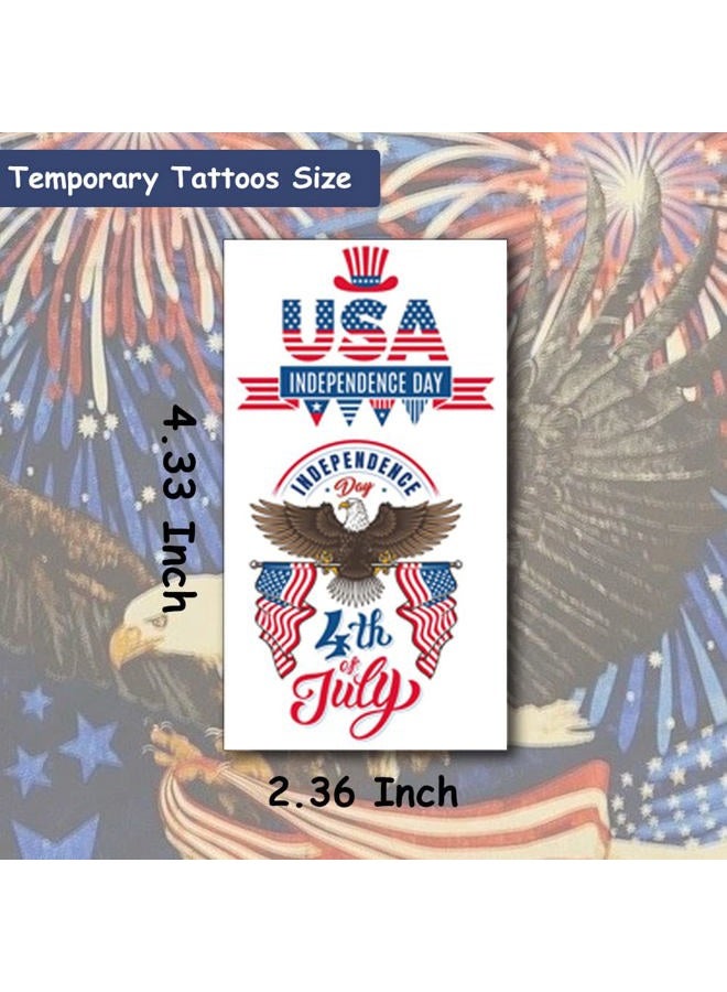 Hohamn 4th of July Patriotic Temporary Tattoos - 20 Sheets American Flag Independence Day Tattoos for USA Theme Party Supplies Favors - Image 3