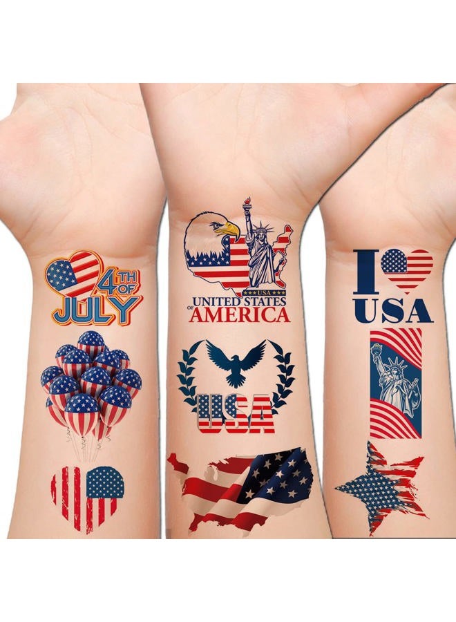 Hohamn 4th of July Patriotic Temporary Tattoos - 20 Sheets American Flag Independence Day Tattoos for USA Theme Party Supplies Favors - Image 1