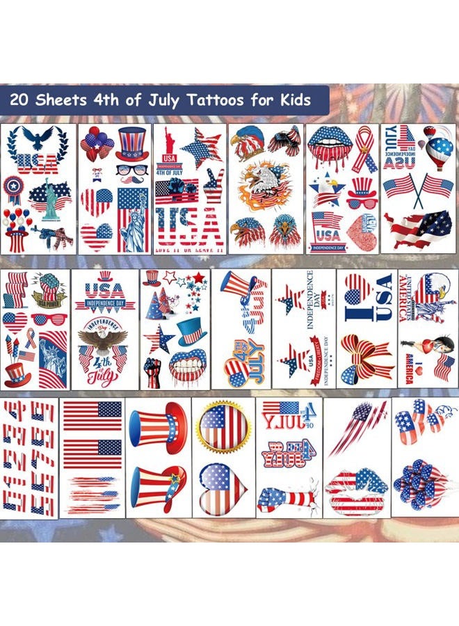 Hohamn 4th of July Patriotic Temporary Tattoos - 20 Sheets American Flag Independence Day Tattoos for USA Theme Party Supplies Favors - Image 2