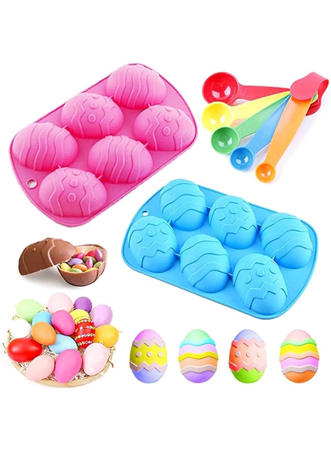 S-TOP 3D Egg Shape Silicone Cake Candy and Chocolate Non-stick Mold and Measure Spoons Set, Trays Cooking Supplies for DIY Chocolate, Candies, Soap, Ice Cube Trays Baking Molds - Image 1