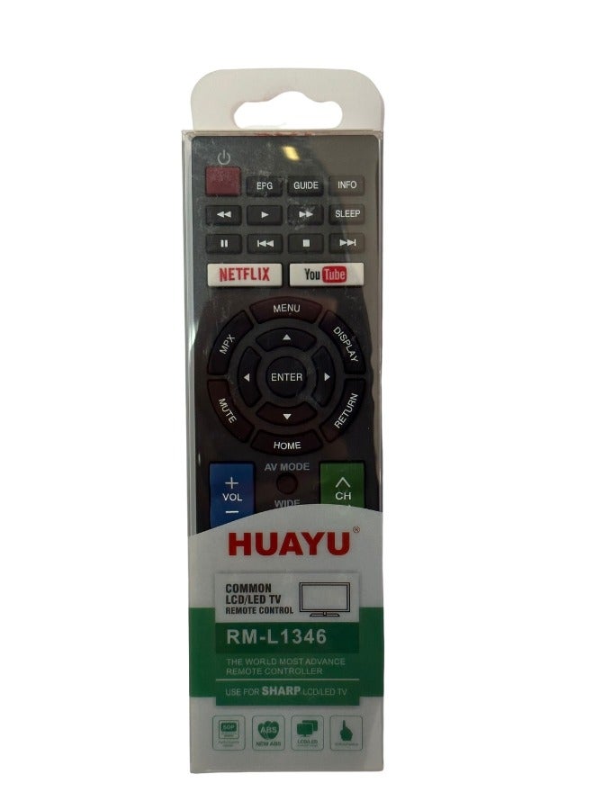 هوايو جهاز التحكم عن بعد لاستبدال تلفزيون شارب يعمل عن بعد في الغالب نماذج لأجهزة تلفزيون شارب (LED، LCD، بلازما) HUAYU RM-L1346 - Image 2